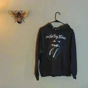 H&M Rolling Stones Graphic Hoodie, size medium, black and white
